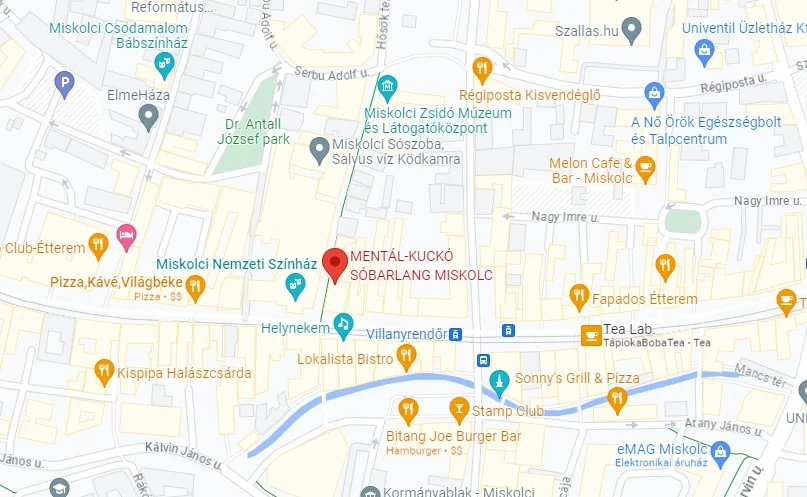 A Mentálkuckó miskolci helyszíne térképen